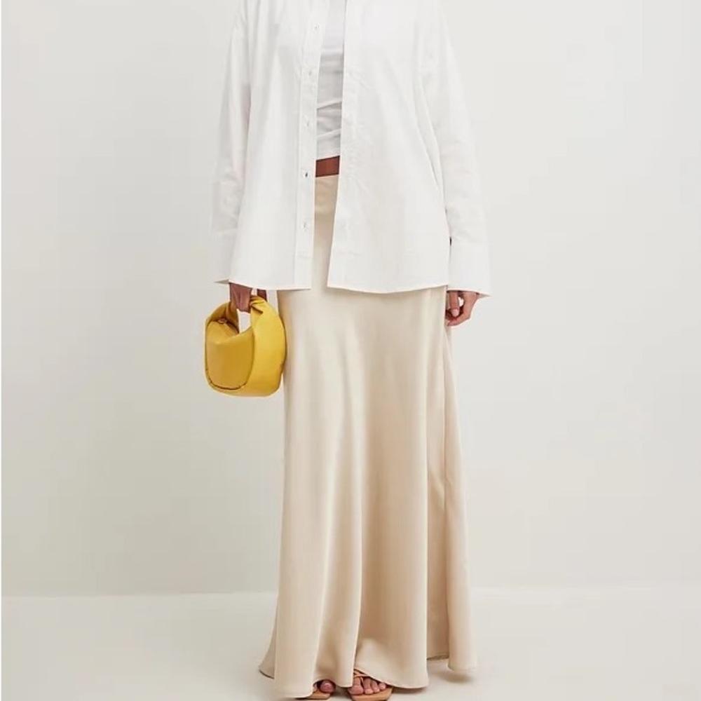 Mid Waist Maxi Satin Skirt